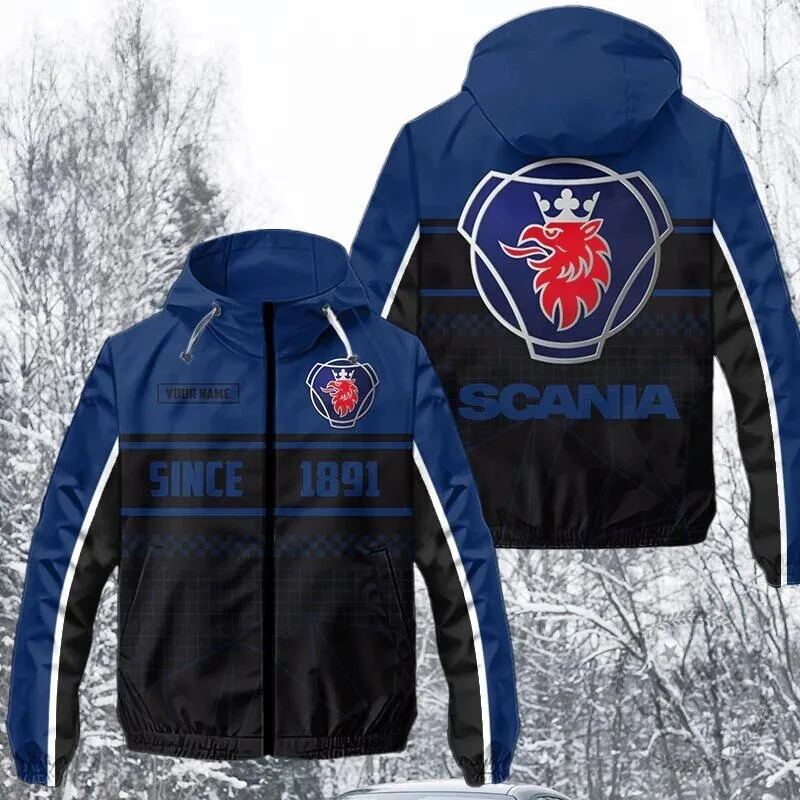 Scania Since 1891 Custom Name Blue and Black Waterproof Jacket