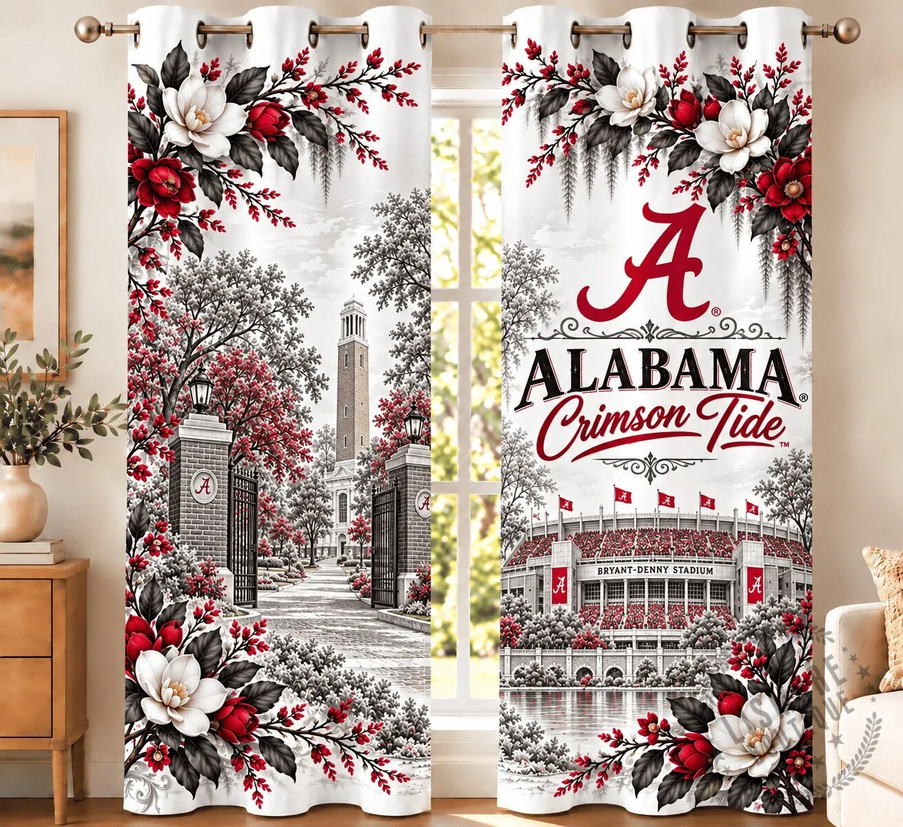 Alabama Crimson Tide Bryant-Denny Stadium Floral Team Spirit Window Curtains