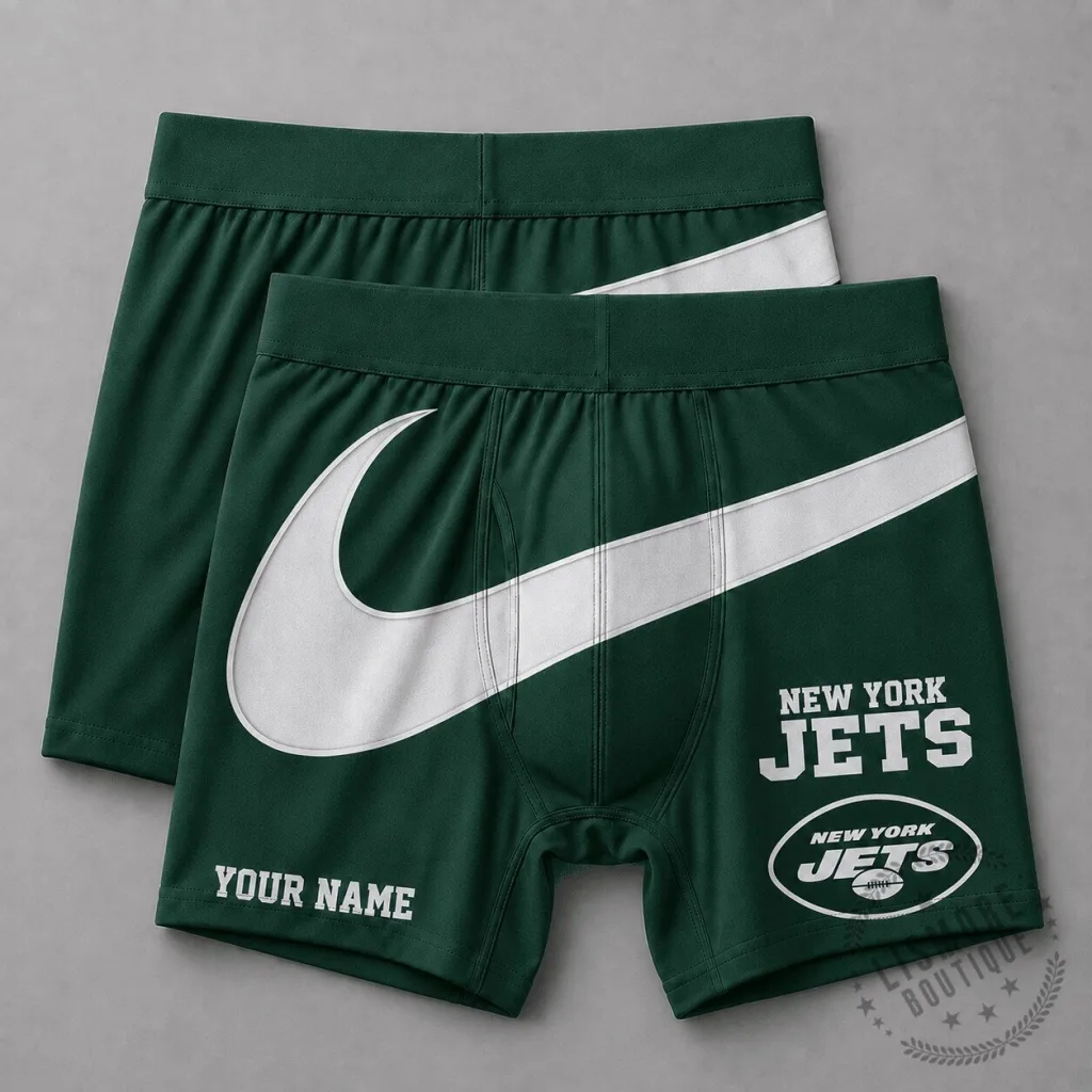 New York Jets Football Team Custom Name Green Boxer Briefs for Men 1 New York Jets Football Team Custom Name Green Boxer Briefs for Men