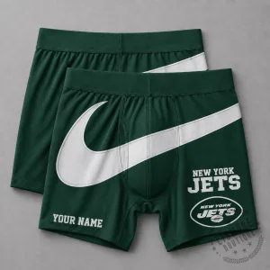 New York Jets Football Team Custom Name Green Boxer Briefs for Men
