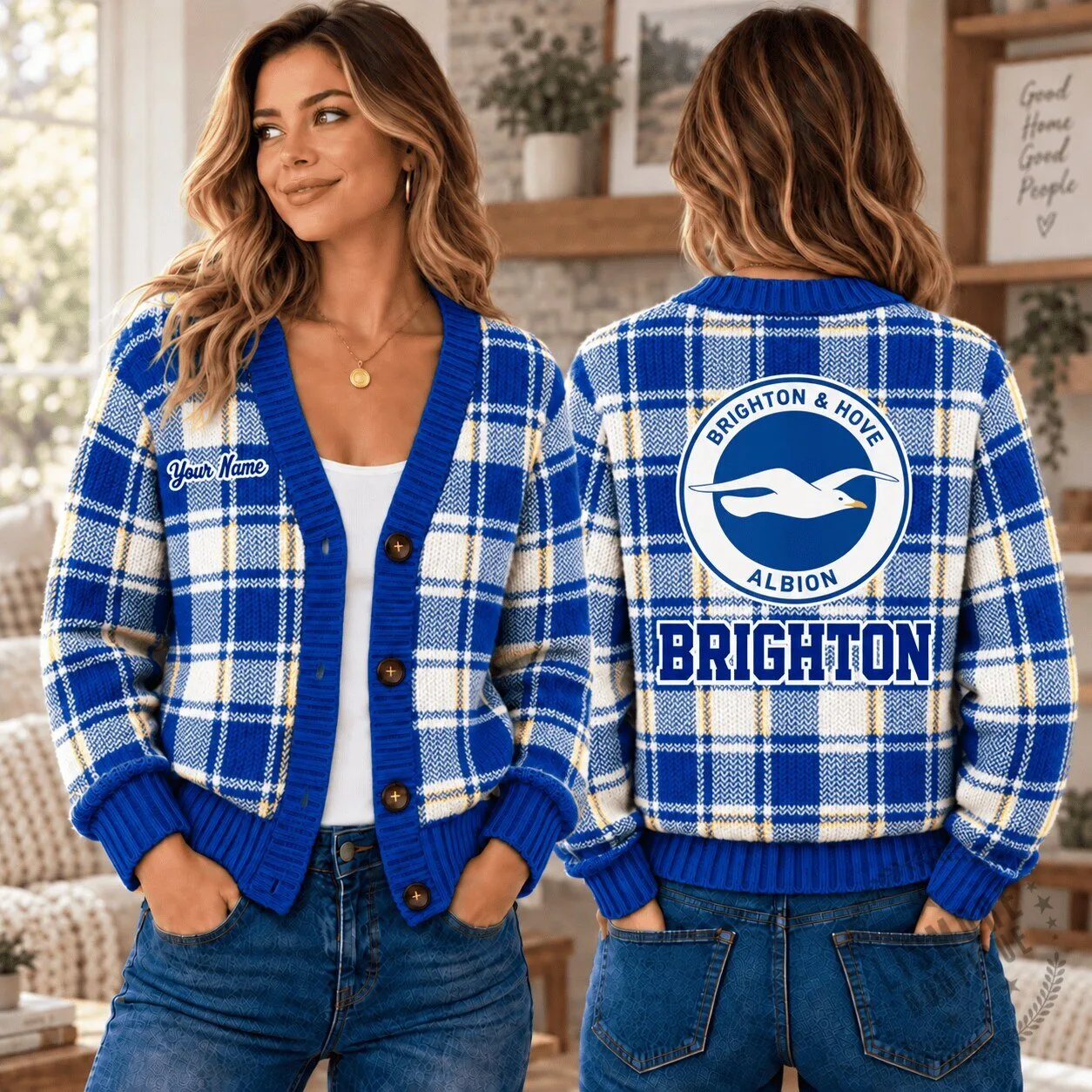 New York Jets Football Team Custom Name Green Boxer Briefs for Men 4 Brighton And Hove Albion Football Club Personalized Plaid Cardigan