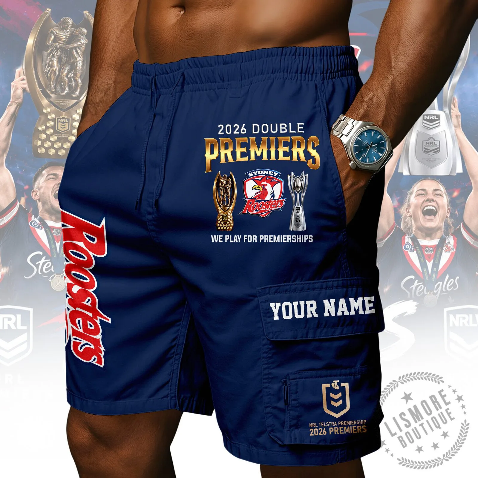 Bruce Springsteen Album Covers Music Fan Scarf 5 Sydney Roosters 2026 Double Premiers NRL Rugby League Cargo Shorts