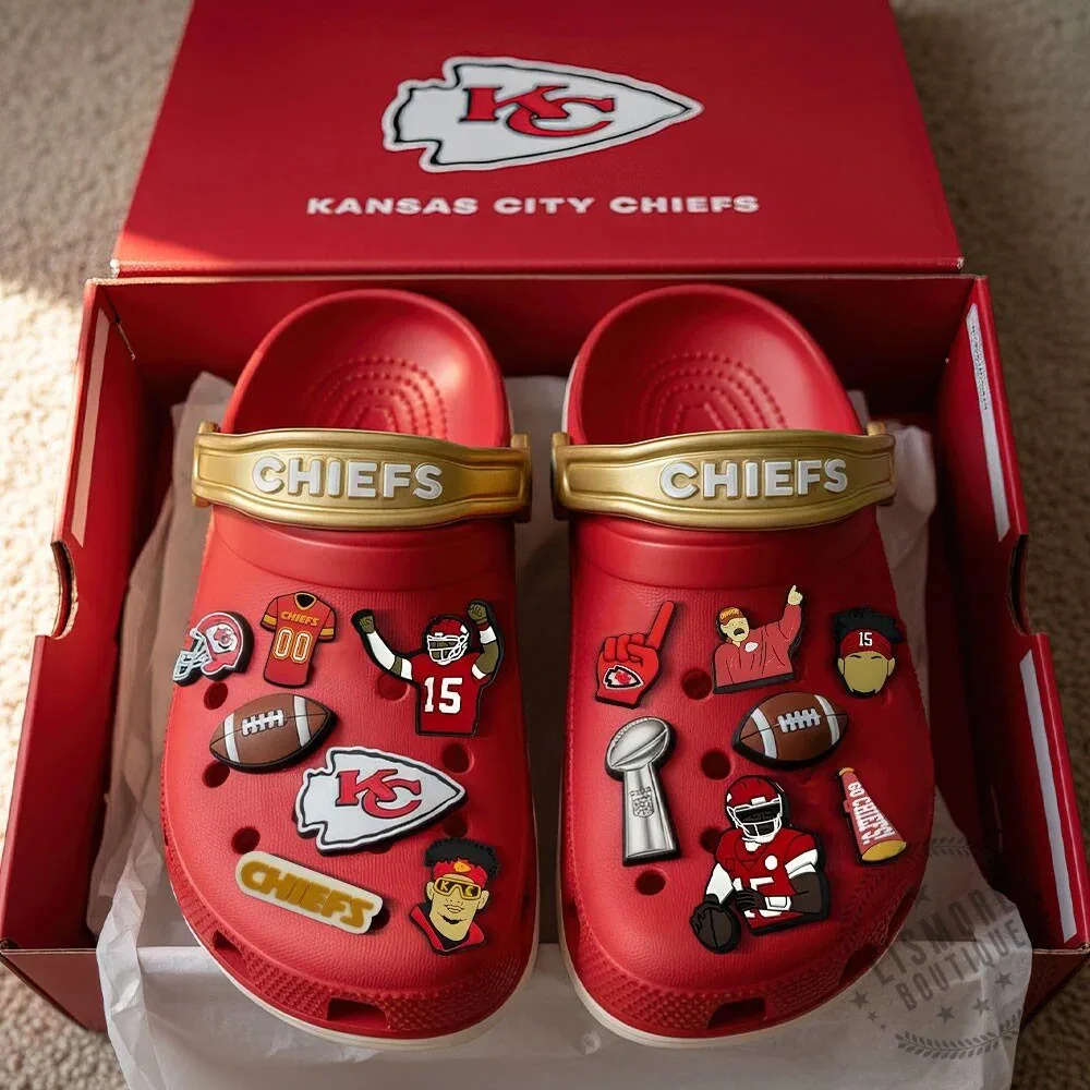 Kansas City Chiefs Football Team Red Clogs Shoes for Men and Women