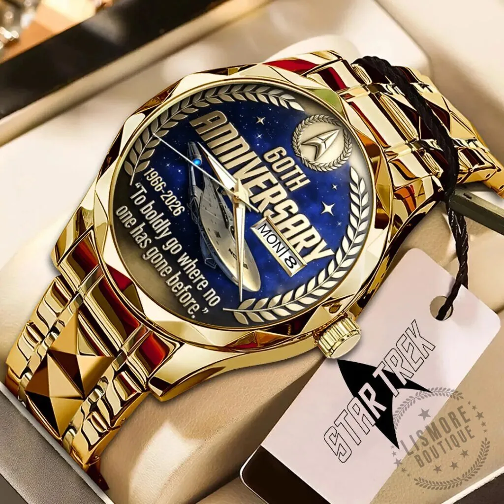 Luxury Quartz Watch in Gold Stainless Steel for Star Trek 60th Anniversary
