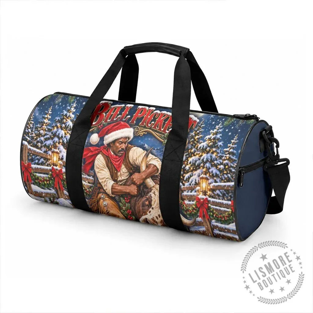 Bill Pickett Christmas Bull Rider Western Rodeo Snowy Winter Duffle Bag 5 Bill Pickett Christmas Bull Rider Western Rodeo Snowy Winter Duffle Bag