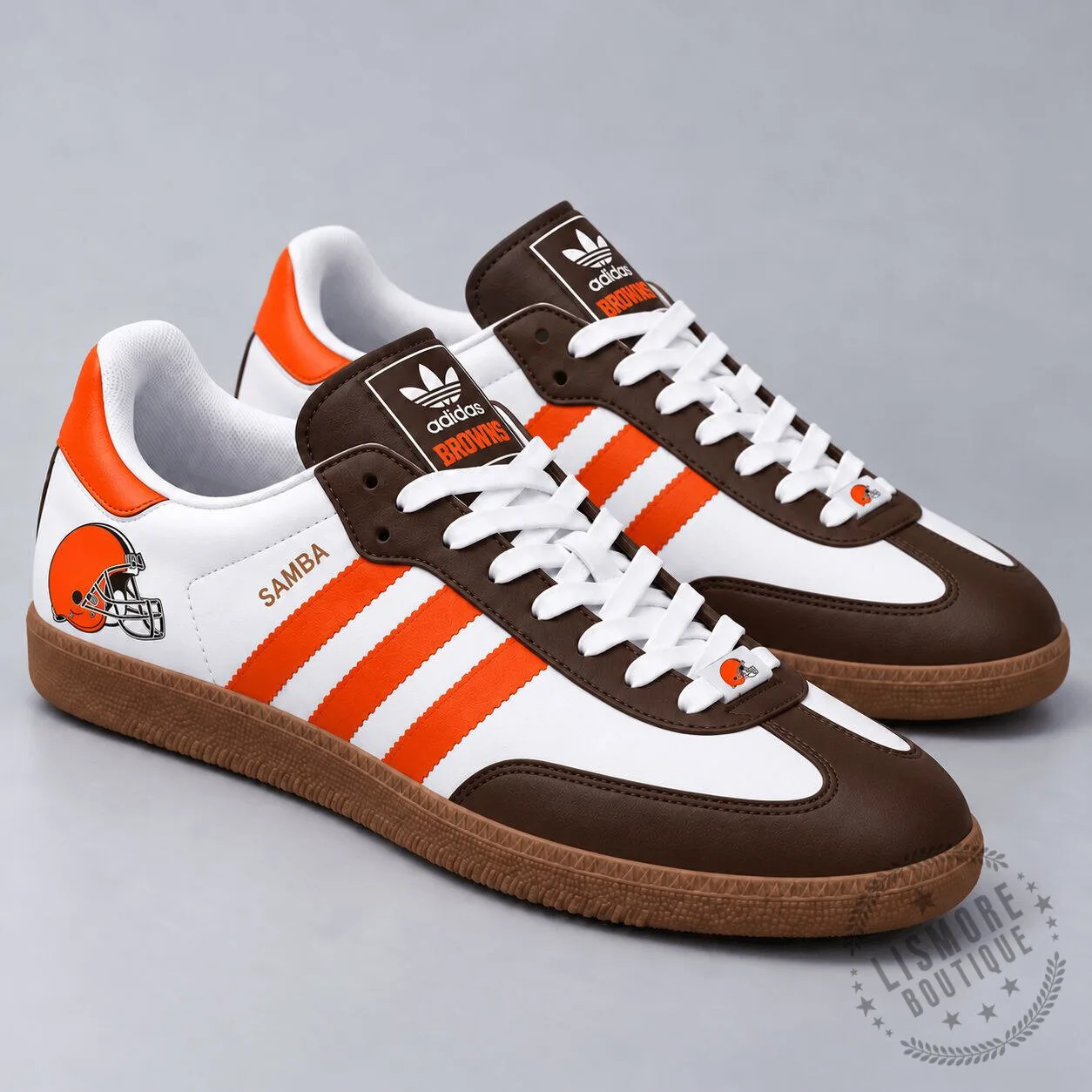 Cleveland Browns Football Team Orange Stripe Samba Style Shoes
