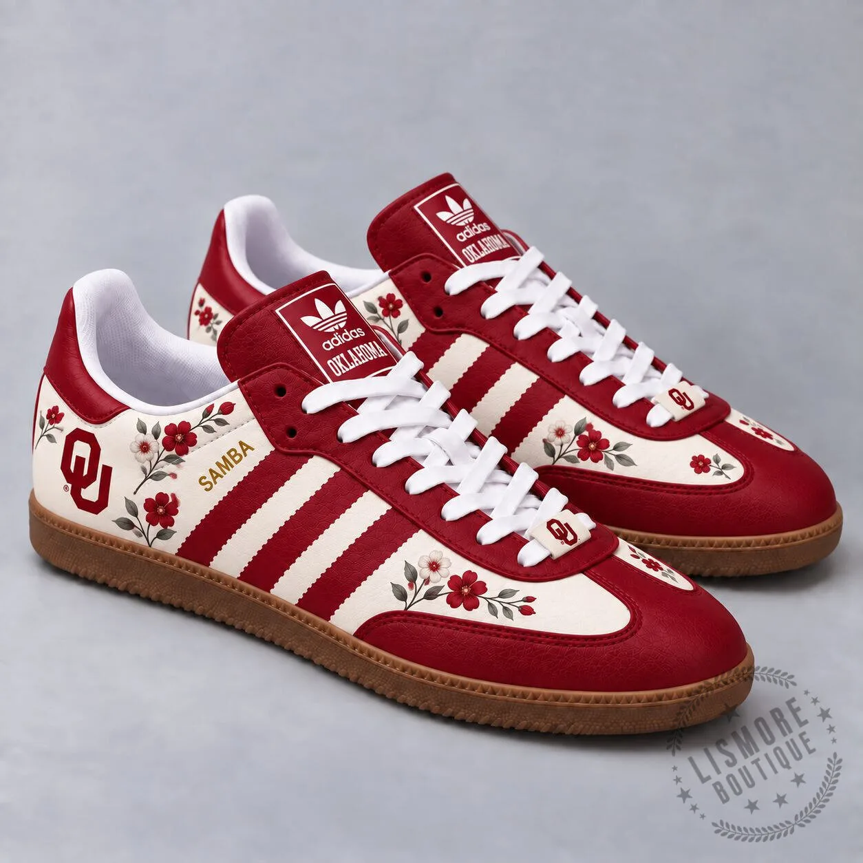 Oklahoma Sooners Floral Game Day Samba Shoes for NCAA Football Fans