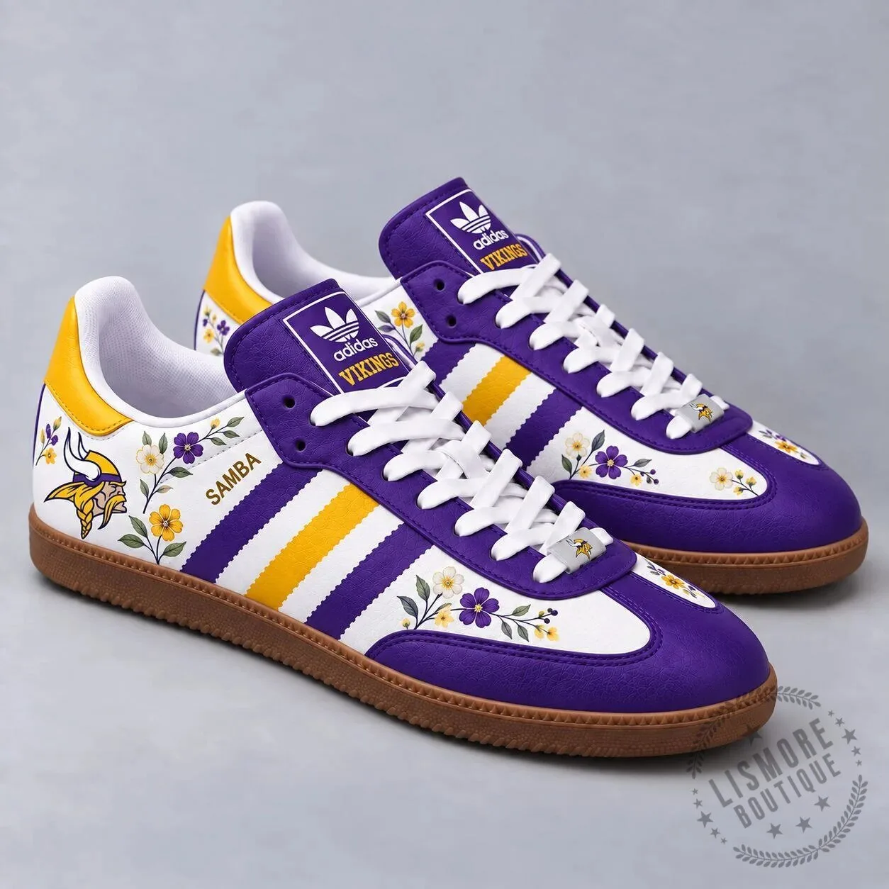 Minnesota Vikings Floral Game Day Samba Shoes for National Football League Fans