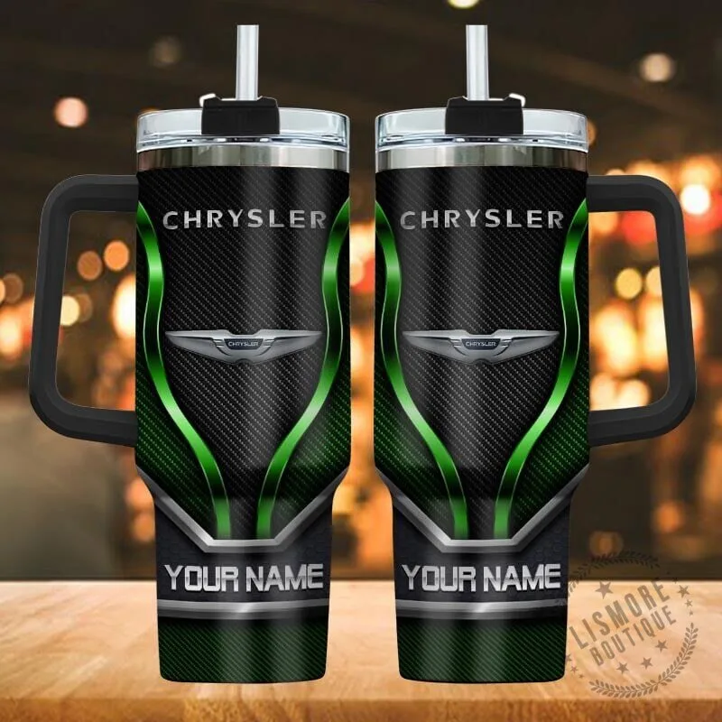 Custom Name Chrysler Car Logo Black Gold Carbon Fiber Insulated Tumbler 12 Custom Name Chrysler Car Logo Black Gold Carbon Fiber Insulated Tumbler