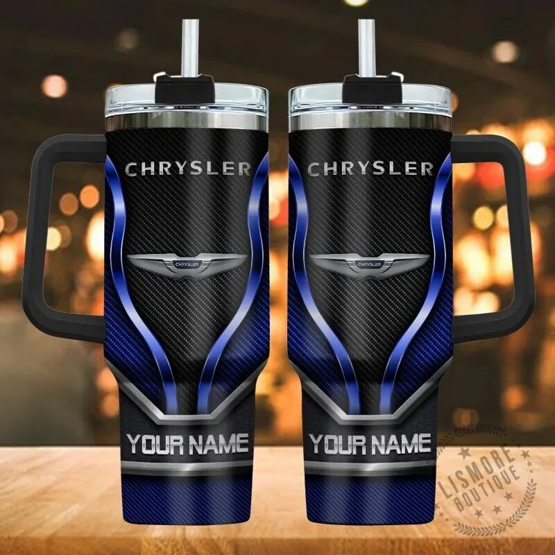 Custom Name Chrysler Car Logo Black Gold Carbon Fiber Insulated Tumbler 13 Custom Name Chrysler Car Logo Black Gold Carbon Fiber Insulated Tumbler