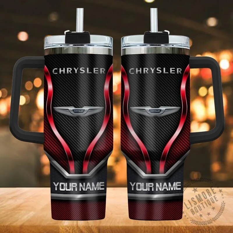 Custom Name Chrysler Car Logo Black Gold Carbon Fiber Insulated Tumbler 16 Custom Name Chrysler Car Logo Black Gold Carbon Fiber Insulated Tumbler
