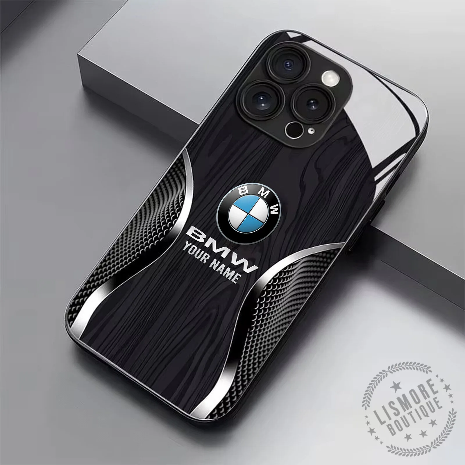 BMW Custom Name Black Wood Grain Design iPhone Case 7 BMW Custom Name Black Wood Grain Design iPhone Case