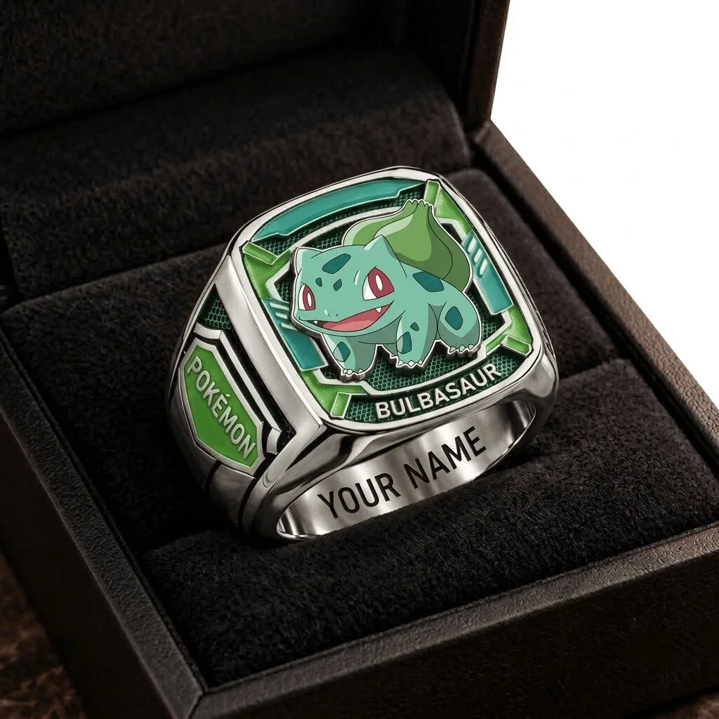 Bulbasaur Pokemon Character Custom Engraved Fan Ring