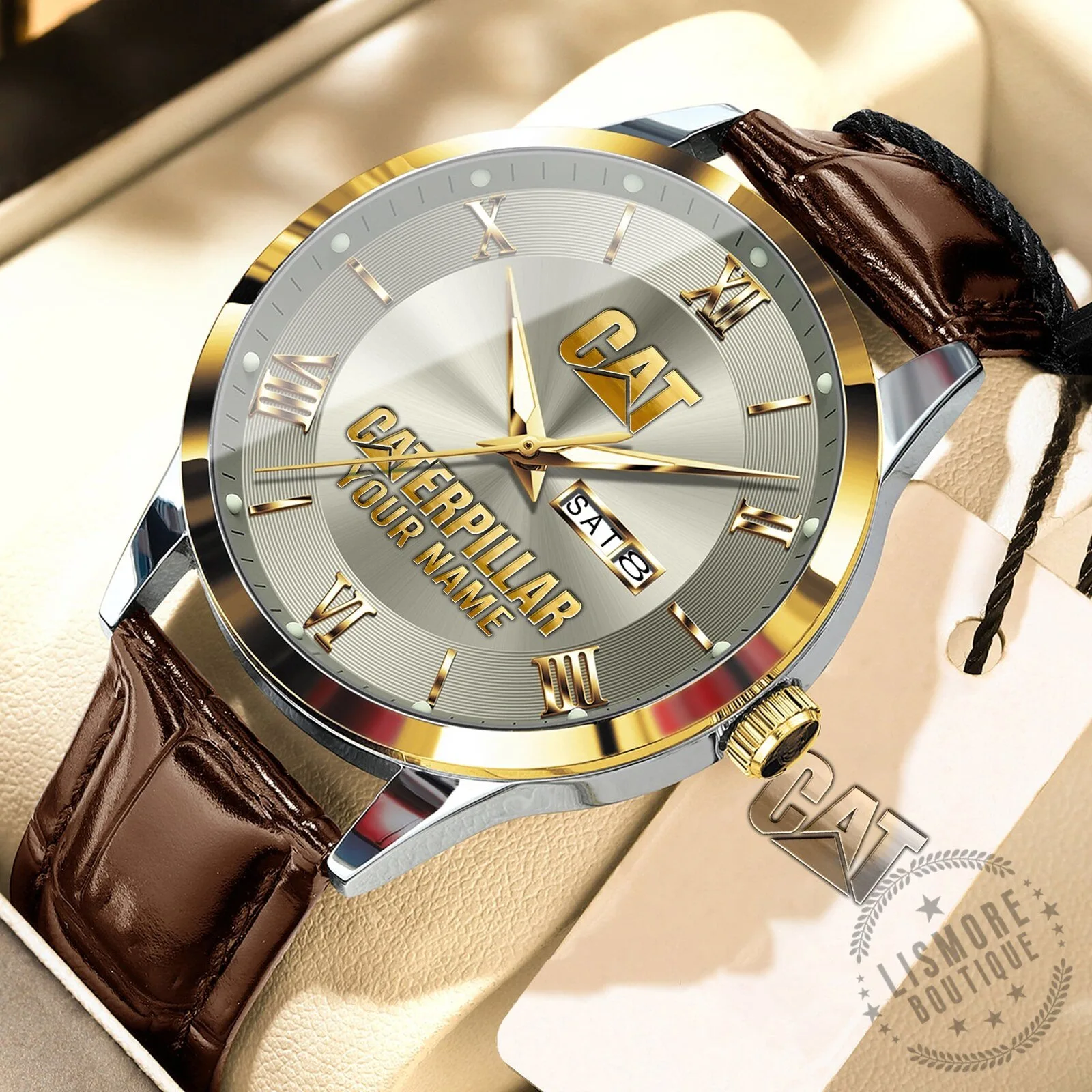 Caterpillar Custom Name Elegant Fashion Design Leather Men's Watch