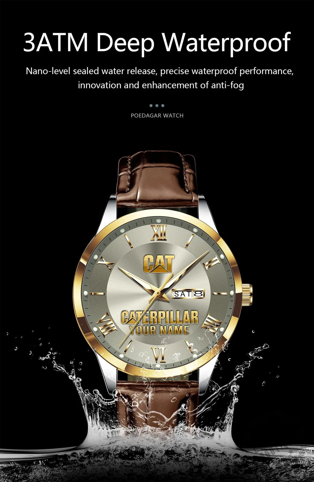 Caterpillar Custom Name Elegant Fashion Design Leather Men's Watch 16 Caterpillar Custom Name Elegant Fashion Design Leather Men